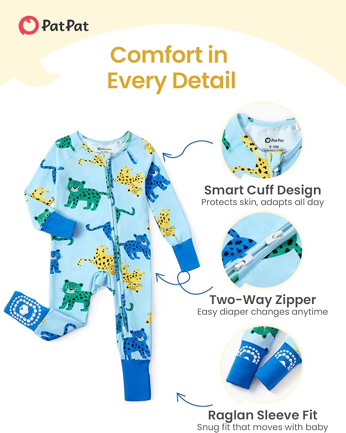 PATPAT Organic Cotton Baby Footie Pajamas - Image 5