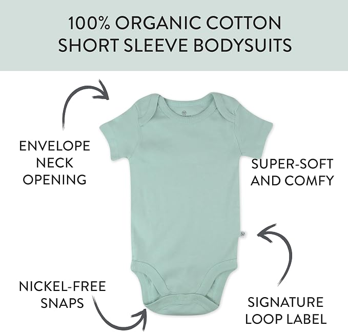 HonestBaby 5-pack Short Sleeve Bodysuits One-piece 100% Organic Cotton - Image 2