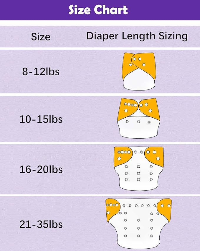 Babygoal Baby Cloth Diaper 6 Pack with 6pcs Inserts and Wet Bag for Fitted Diapers and Prefolds, Adjustable and Reusable Covers for Toddler Boys and Girls