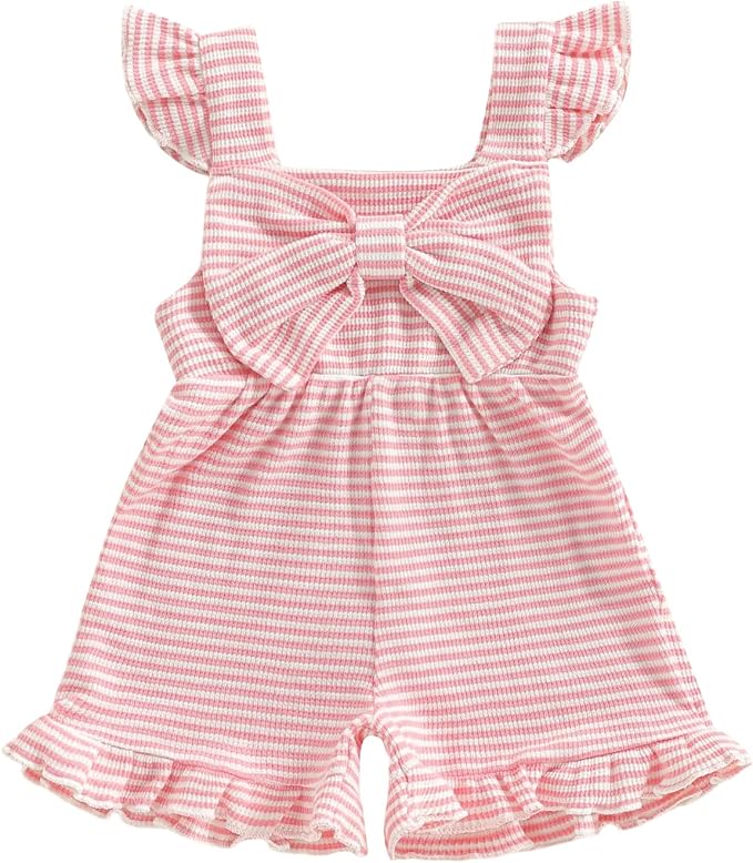 Little Girl Romper Toddler Overalls Summer Bow Jumpsuit Boho Outfit 6M-5T by Nibbcoa