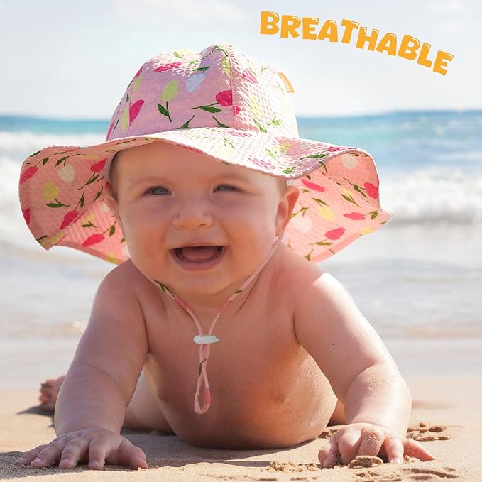 HONGTEYA Baby Sun Hat Wide Brim Adjustable Toddler Beach Bucket Hat | Soft - Image 2