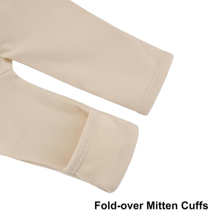 Aablexema Baby Footed Pajamas with Mitten Cuffs Zipper 4-Pack Infant Newborn Cotton Long Sleeve Outfit
