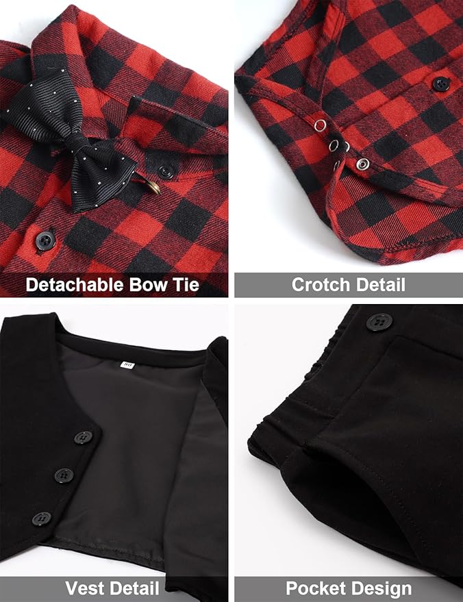 A&J DESIGN Baby Boy Suits Clothes Infant Toddler Formal Gentleman Outfits, Dress Shirt + Vest + Bow Tie + Pants Wedding Set