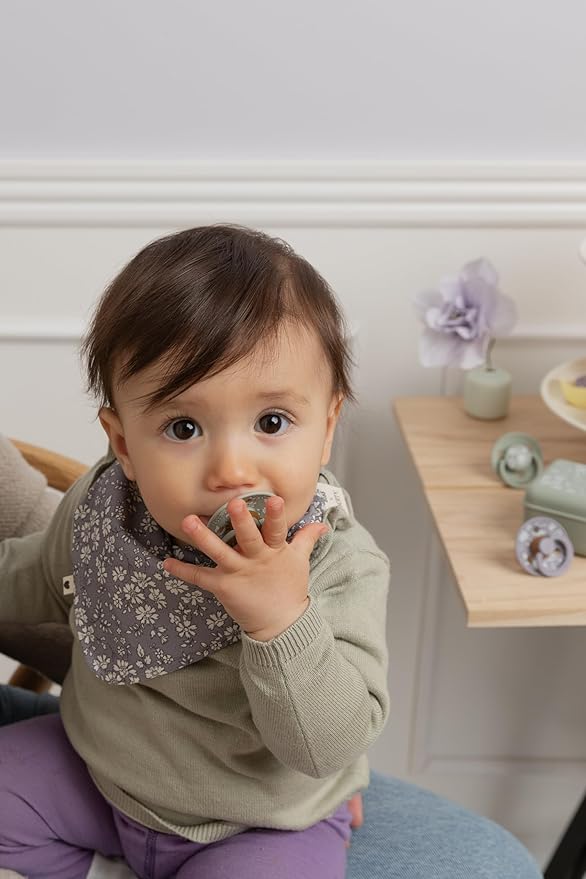 BIBS Colour Liberty Soother 2-Pack, BPA Free Dummy Pacifier, Round Nipple. Natural Rubber Latex, Made in Denmark, Size 2 (6-18 Months), Capel Dusty Blue