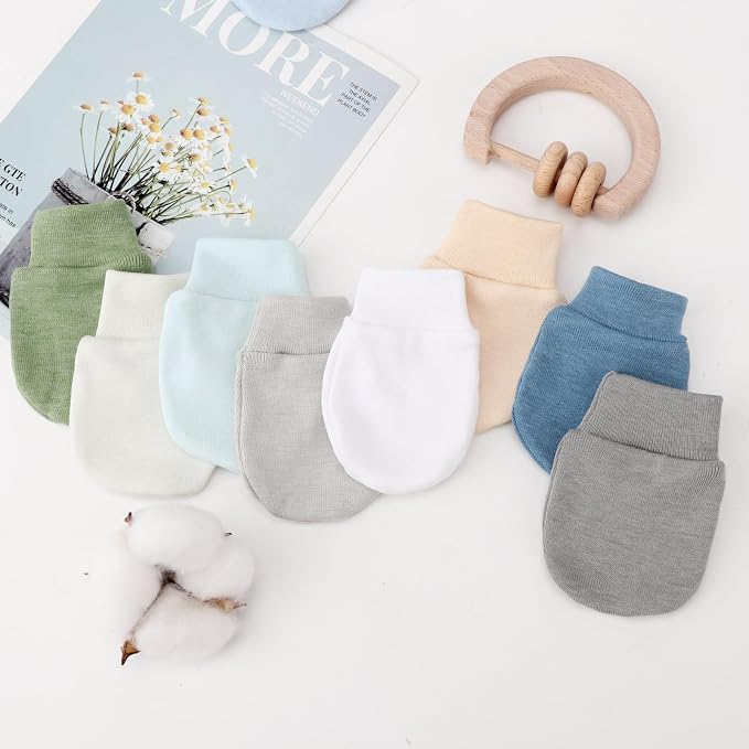 BQUBO Newborn Infant Toddler Mittens No Scratch Cotton Elastic Wrist Gloves - Image 4