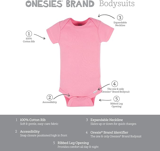 Onesies Brand Baby Girls' 8-pack Short Sleeve Mix & Match Bodysuits - Image 6