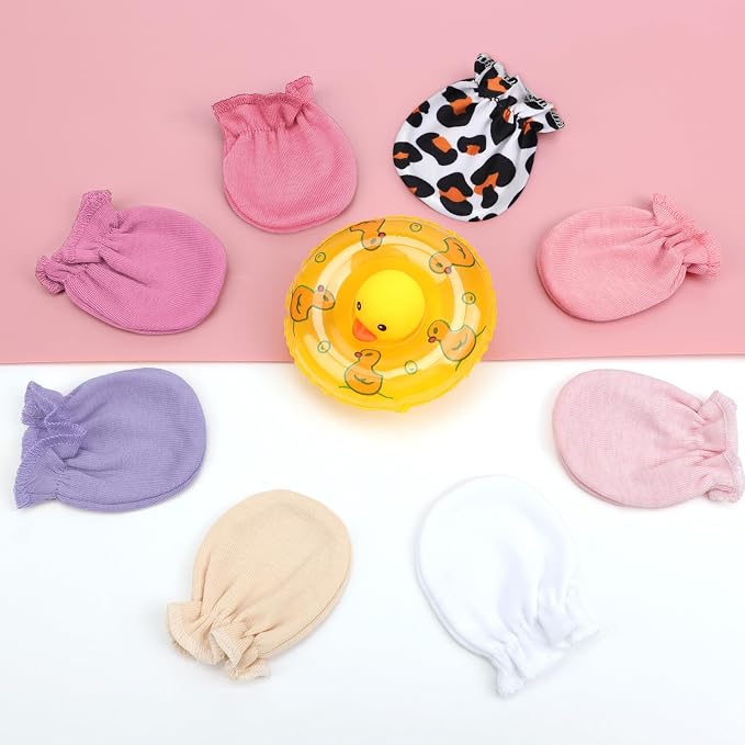 AQOKKA Newborn Baby Mittens No Scratch Cotton Elastic Wrist Gloves Infant - Image 5