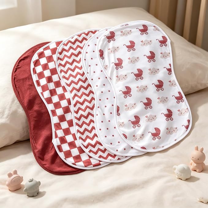 sleepyturtle Pack of 5, Baby Burp Cloths, Soft and Absorbent - Image 3