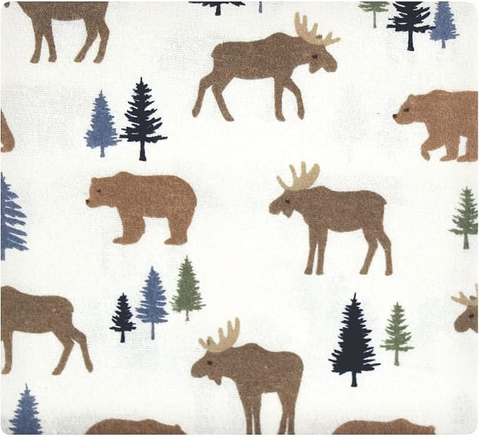 Hudson Baby Unisex Baby Cotton Flannel Receiving Blankets Bundle, Moose Bear - Image 3