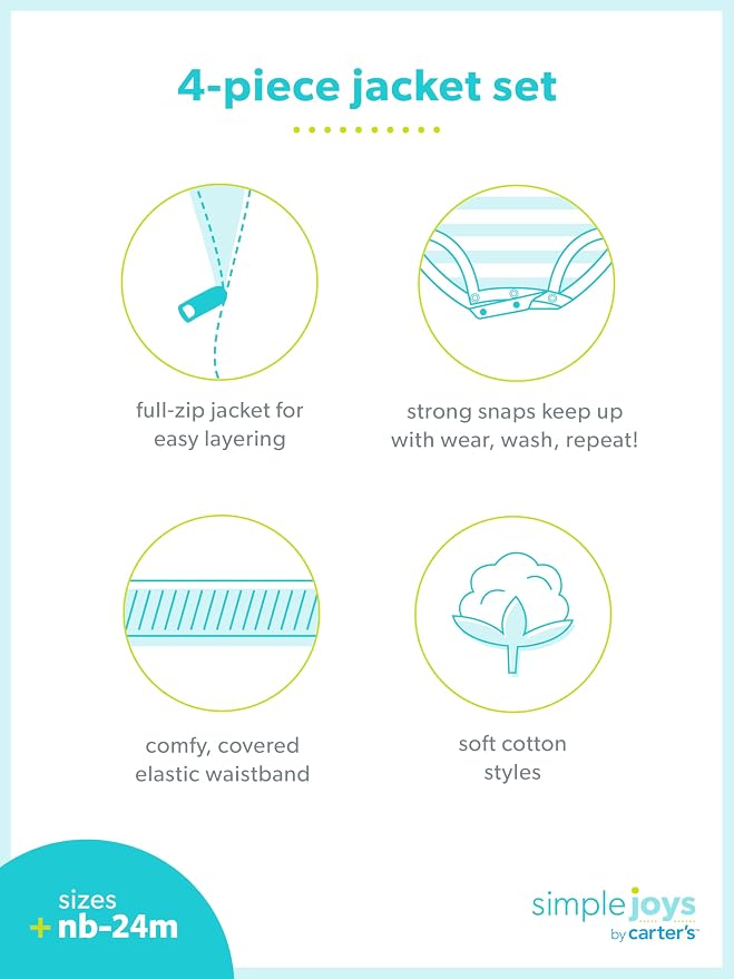 Simple Joys by Carter's Baby Girls 4-piece Jacket, and Bodysuit Set - Image 2