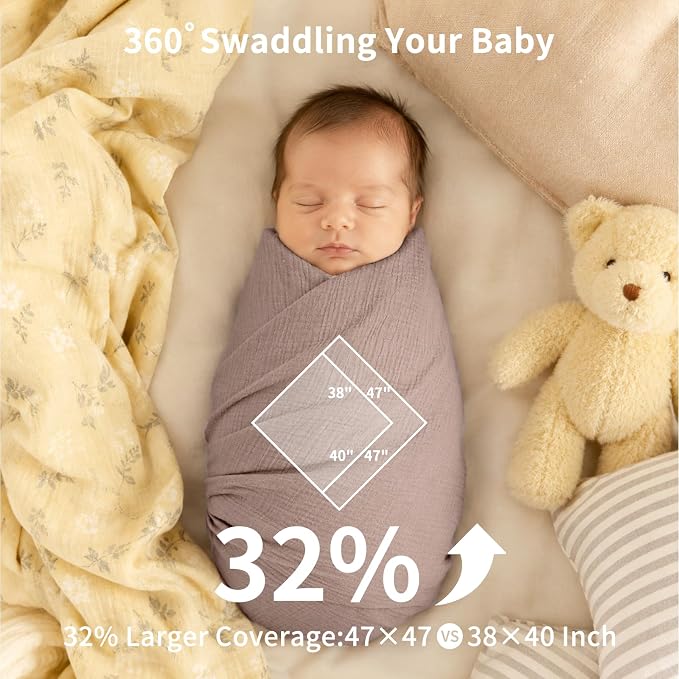 NESTALLY Cocoon Muslin Swaddle Blankets 3 Pack, Camel & Beige | 100% Cotton - Image 2