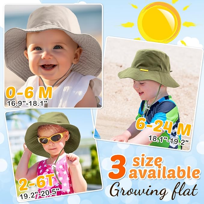 Baby Sun Hat Kids Summer Sun Protection Toddler Bucket Hat Wide Brim Adjustable - Image 2