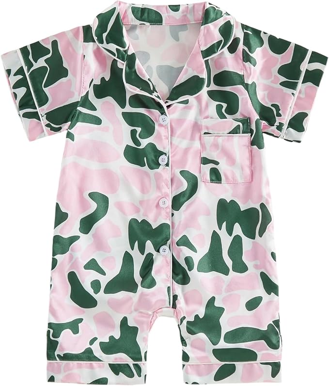 Kuriozud Baby Girl Boy Romper Pajamas Onesie Short Sleeve Button Down Pjs by Kuriozud