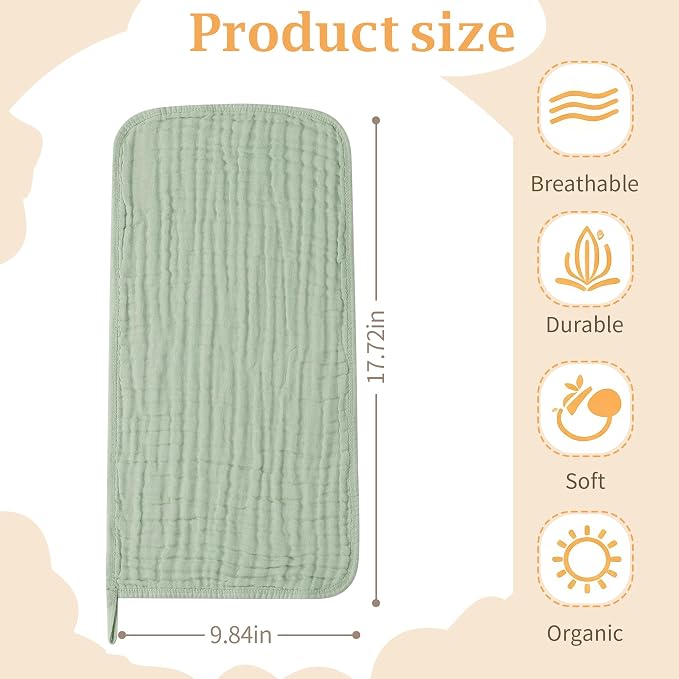 Muslin Burp Cloths 5 Pack Large 20x12 inches Baby Burping Cloths, 6-Layer 100% - Image 2