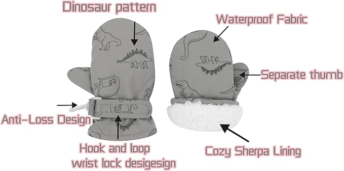 Toddler Gloves Kids Mittens Winter Warm Lined Fleece Gloves Waterproof Snow - Image 5
