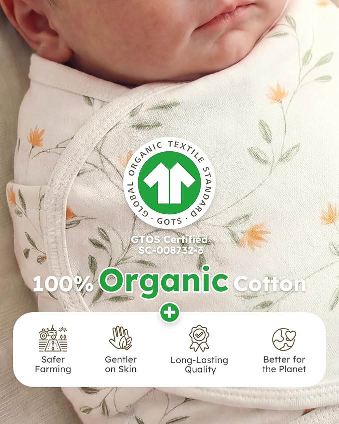 Yoofoss Baby Swaddles for Newborns 100% Organic Cotton, 0-3 Months 2 Zippers - Image 3