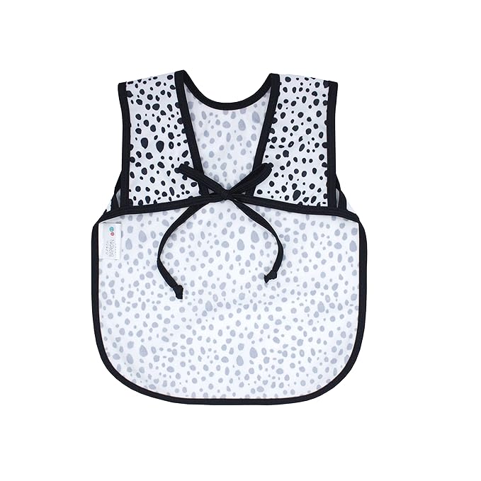 BapronBaby Organic Dot Bapron - No Neck Tie Safer Bib for Baby & Toddler - Soft Waterproof Stain Resistant - Machine Washable - Sz Baby/Toddler 6m-3T