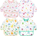 Accmor 4 Pack Long Sleeve Bibs, Baby Smock Waterproof Full Sleeved Bib by Accmor
