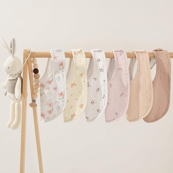 Susurration Muslin Baby Drool Bibs 6Pack Soft Square Adjustable Baby Bandana - Image 4