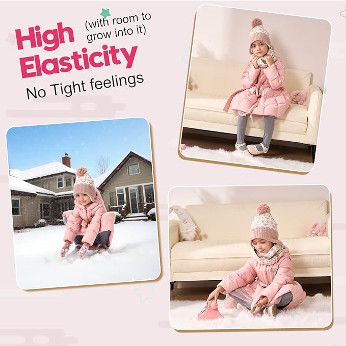 Moon Kitty Baby Girls Earflaps Knit Hats Infant Baby Beanies6-12Months