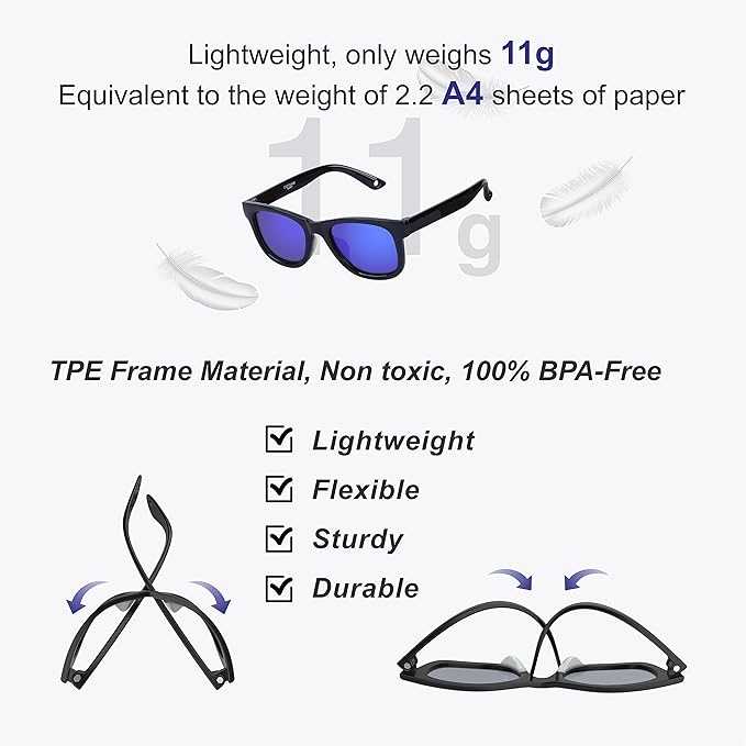 COCOSAND Flexible Baby Sunglasses with Strap Polarized UV Protection for Toddler Infant Newborn Boy Girl Age 0-24 Months
