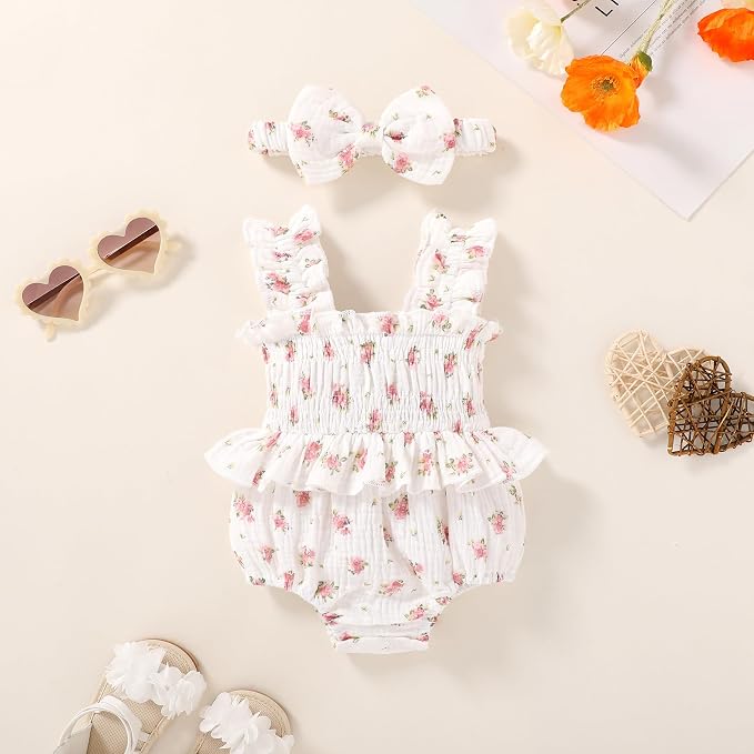 YOUNGER TREE Baby girl Romper Infant Summer Clothes Ruffle Sleeveless One Piece - Image 2