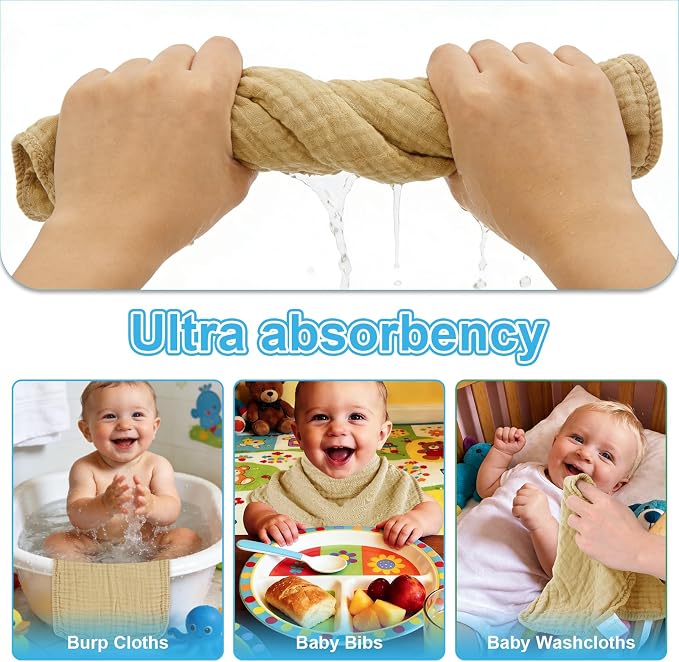Muslin Burp Cloths Soft and Breathable Burp Cloths Baby Girl 6 Pack 10x20 - Image 6