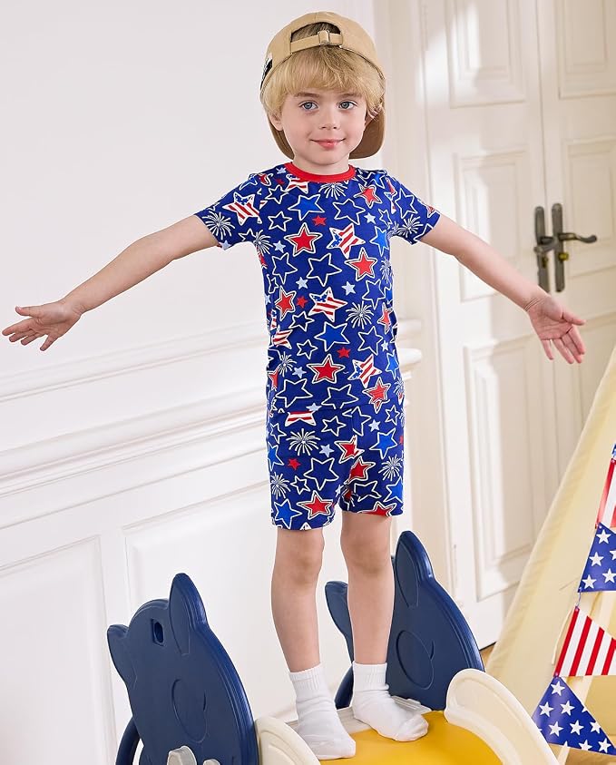 babee Reshinee Bamboo Viscose Toddler Boys Pajamas Set, Short Sleeve Kids - Image 4