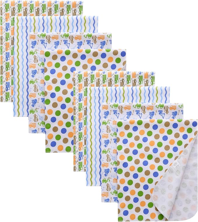 Gina Era Cotton Flannel Receiving Blankets Baby 8 Pcs, Baby Swaddle Blankets by GinaEra