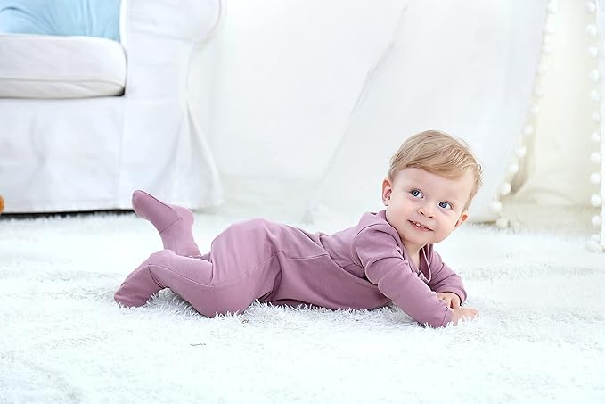O2 BABY Baby Boys Girls Organic Cotton Zip-Front Sleeper Pajamas, Footed Sleep 'n Play