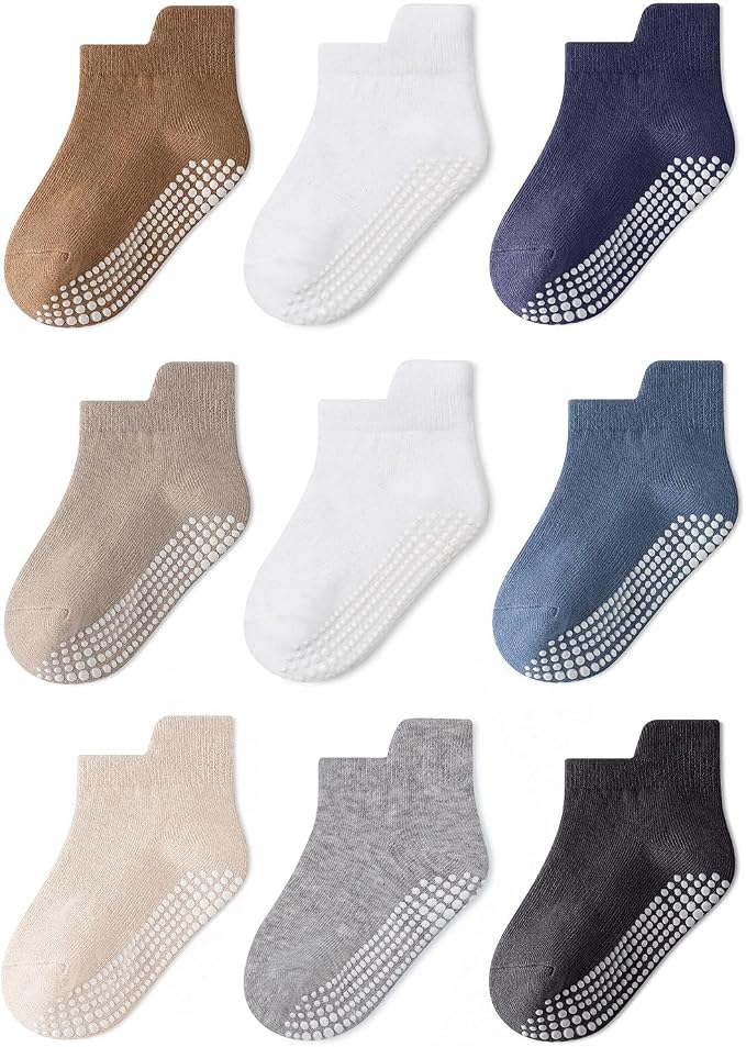 Non-slip Toddler Ankle Cotton Grip Socks Unisex 6M-5T by Bearbay