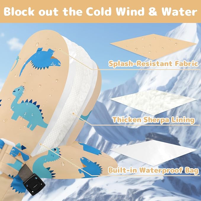 Olreco Baby Toddler Mittens Waterproof Infant Baby Winter Mittens Toddler Snow - Image 4