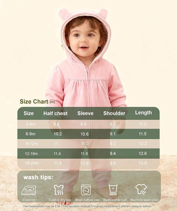 Hikido Baby Girls Boys Warm Adorable Hooded Zip Coat - Image 7