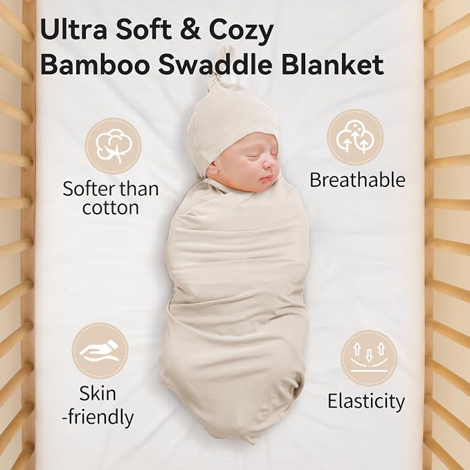 BubblePanda Rayon Made from Bamboo Newborn Swaddle Blankets 47"x47" 2-Packs | - Image 3