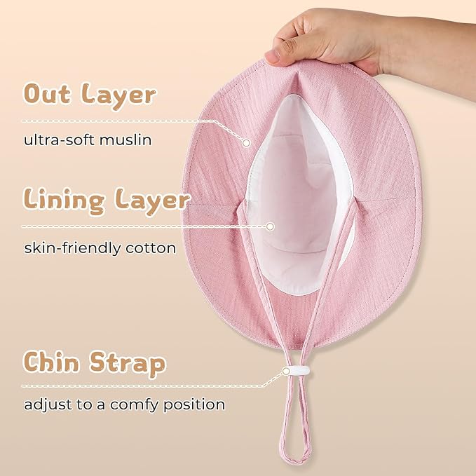 Leotruny Cotton Baby Sun Hat: Muslin Adjustable Bucket Hat - Image 3
