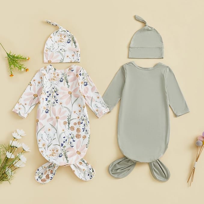 2-Pack Baby Sleeper knotted Gown Boy Girl Nightgown - Image 2