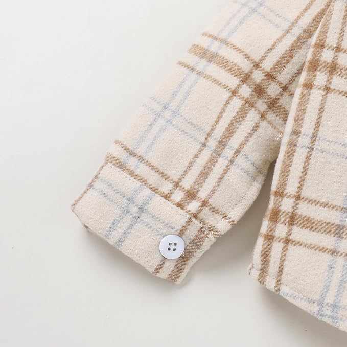 YOUNGER STAR Toddler Kids Boys Girls Flannel Hooded Plaid Shirt Button Baby Red - Image 6