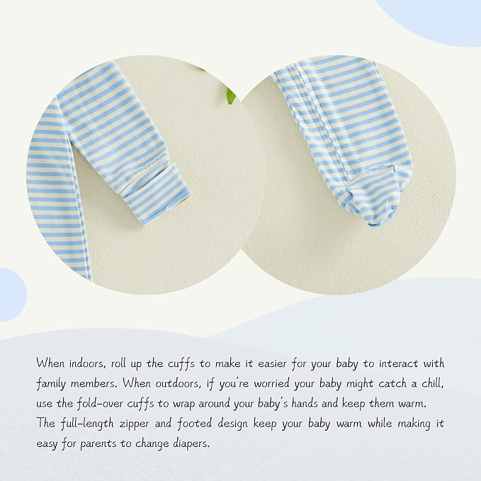 Seyurigaoka Newborn Baby Boy Girl Romper Long Sleeve Zipper Jumpsuit - Image 4