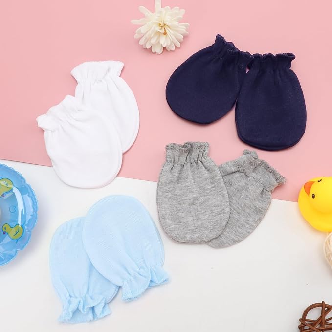 BQUBO Newborn Infant Toddler Mittens No Scratch Cotton Elastic Wrist Gloves - Image 2