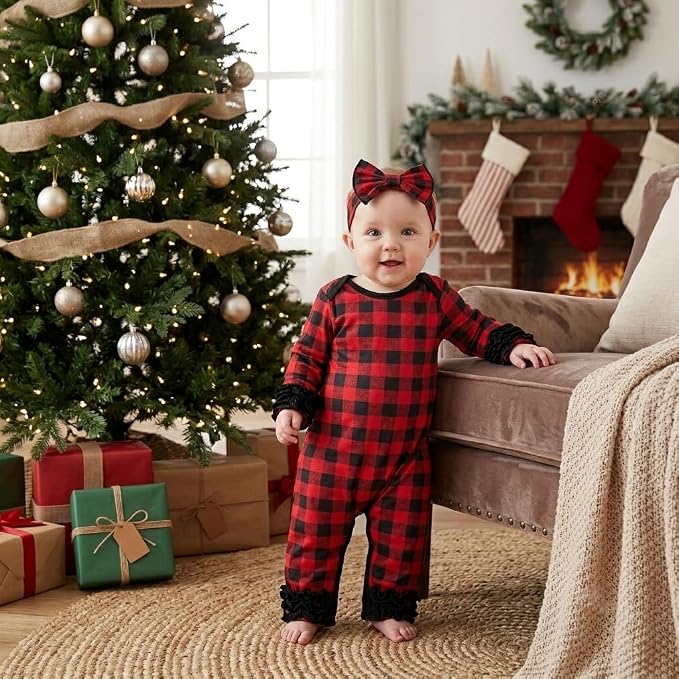 Newborn Baby Girl Clothes Jumpsuit Ruffle Romper Bodysuit Pants Headband - Image 3