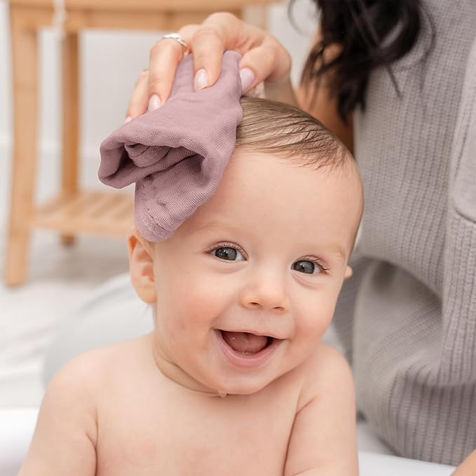 Comfy Cubs Muslin Baby Washcloths 6 Pack - Soft 6-Layer Cotton Wash Cloths for Sensitive Skin - 10"x10" Large, Gentle, Absorbent Infant Essentials for Newborn and Toddlers - Multicolor