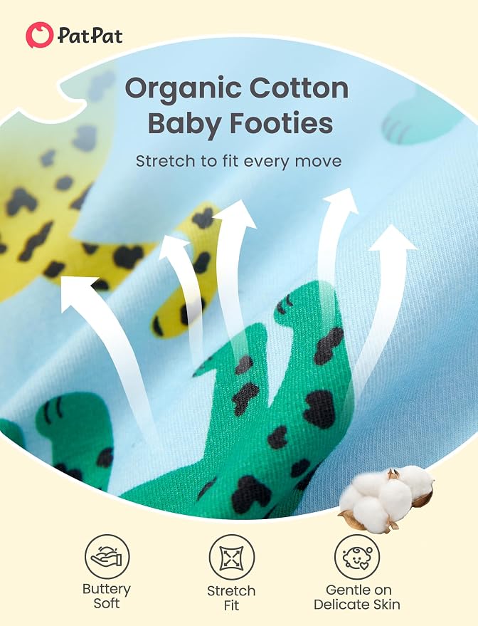 PATPAT Organic Cotton Baby Footie Pajamas - Image 4