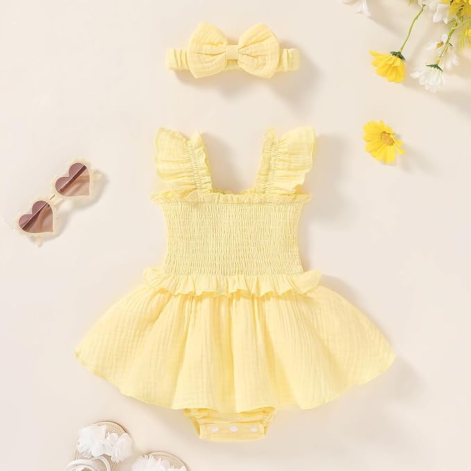 YOUNGER TREE Baby Girl Clothes Ruffle Romper Boho Dress Summer Cake Smash - Image 7