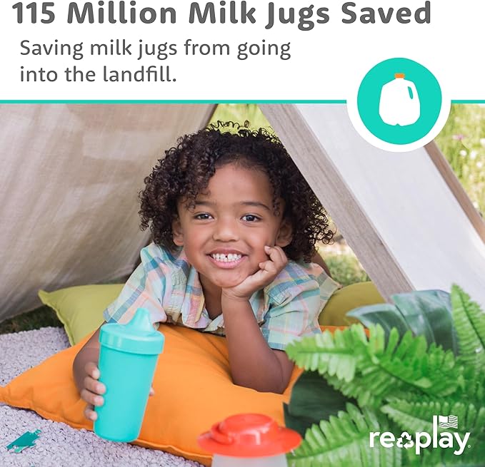 Re-Play Spill-Proof Sippy Cups - Reusable 10 Oz Set of 6, Dishwasher & Microwave Safe, Made in USA, Meadow