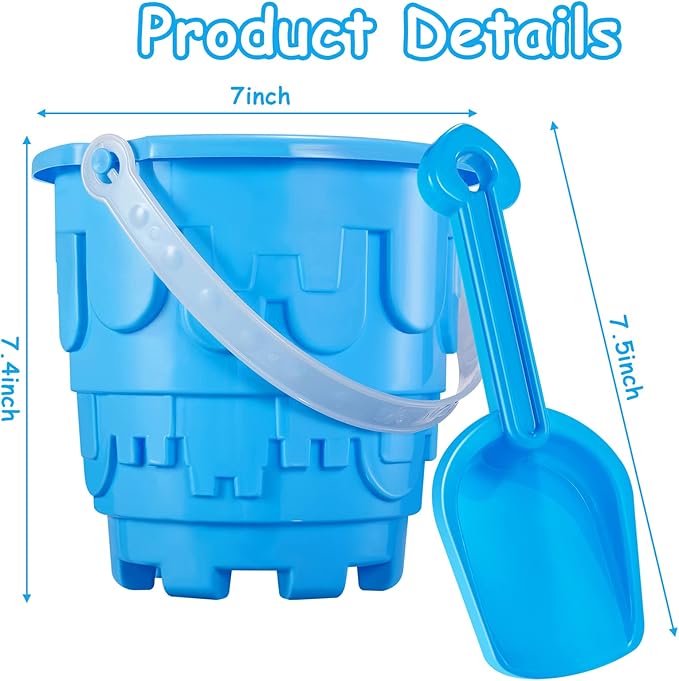 Chivao 6 Pack 7 Inch Beach Sand Buckets and Shovels Sets Castle Model Sand Buckets and Shovels Set Beach Pails Toys Use for Mould at The Sandbox Summer Pool Party Favors