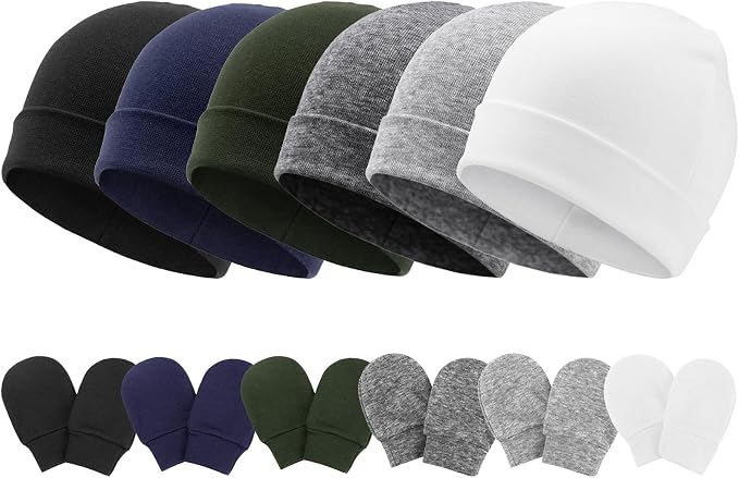 Newborn Baby Hats and Mittens Set Infant Beanie Cap Toddler Gloves Newborn by AQOKKA