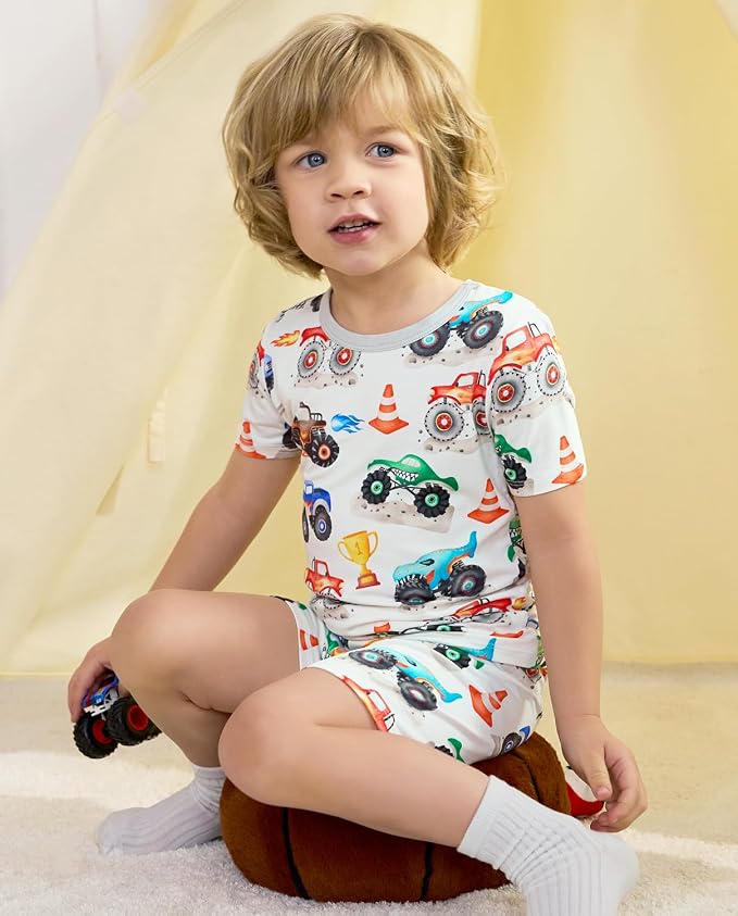 babee Reshinee Bamboo Viscose Toddler Boys Pajamas Set, Short Sleeve Kids - Image 9