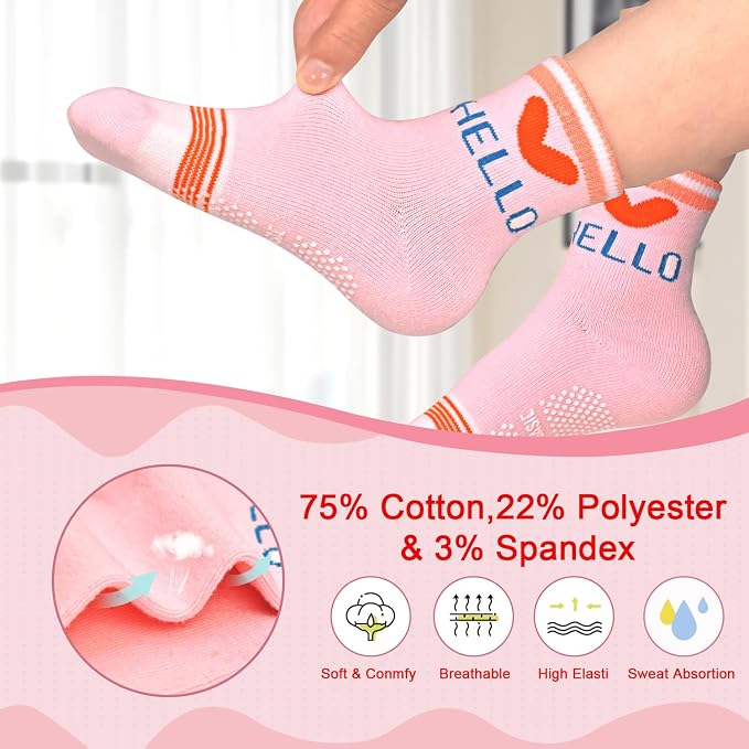 SkiBeaut Baby Toddlers Girls Socks, 12 Pairs Non Slip Kids Grips Toddler Grippy - Image 5