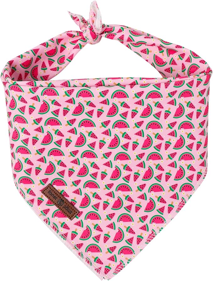 Lionet Paws Summer Dog Bandana Washable Cotton Pink Handkerchief Scarf Triangle by lionetpaws