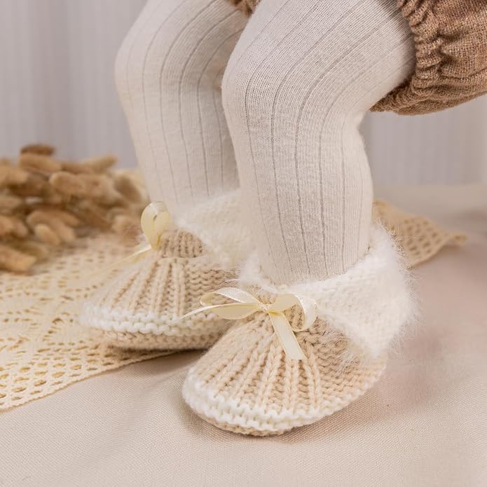 Meckior Baby Booties Newborn First Walkers Cozy Shoes Warm Hand Crochet Knit - Image 3